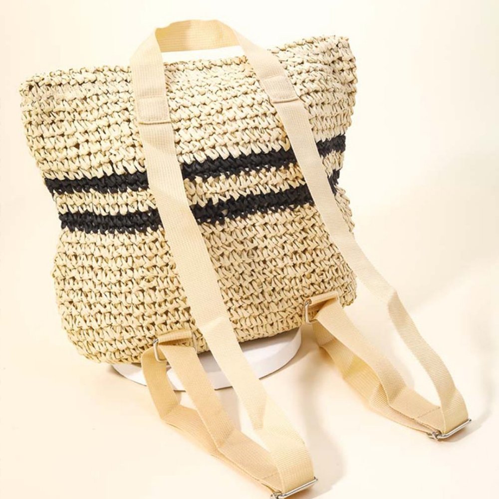 NWT Pacific Coast Striped Raffia Retreat Backpack - Picture 8 of 9